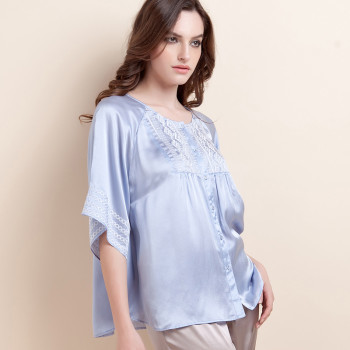 金三塔夏季新品 100%桑蠶絲刺繡高端家居服，優雅與舒適的完美結合